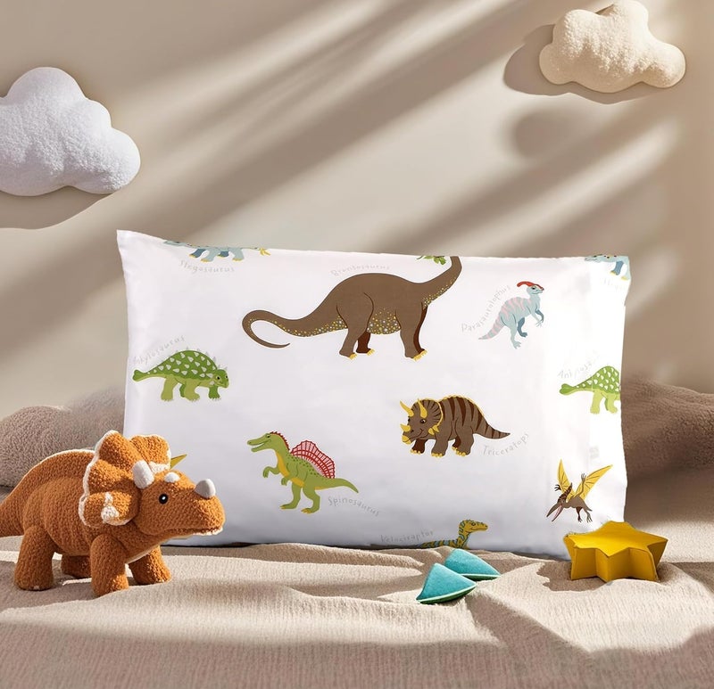 MAG 2Pcs White Dinosaure Toddler Pillowcases(13”*18”),Travel Pillowcase Cover,Mini Size Pillowcases (Toddler, White) - Image 2